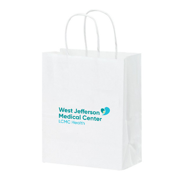 West Jefferson Medical Center White Kraft Paper Shopper Tote Bag